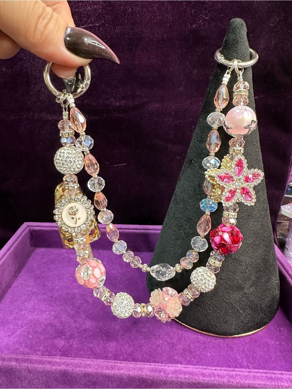 Fancy Handmade Double Chain โ Crystal & Rhinestone - Picture 5 of 8
